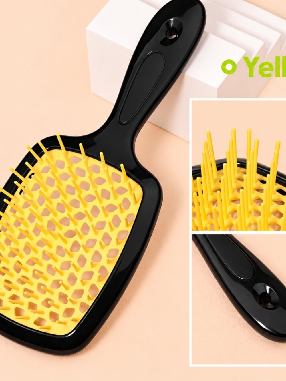 5 Vented Detangling Hair Brushes Yellow Black Blue Wet Dry Unbranded